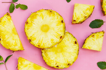 Ripe pineapple slices, Fresh fruit