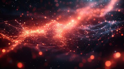 Obraz premium A modern digital abstract background showcasing 3D network abilities, technological processes, and digital storage, suitable for science and education.