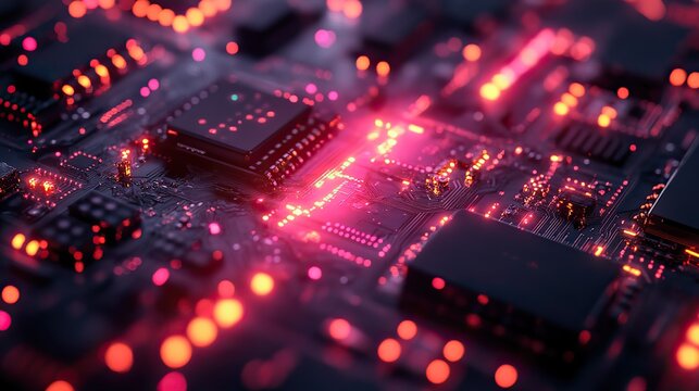 A modern technology background with neon elements, blending digital aesthetics with futuristic design in a visually compelling way.