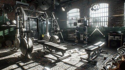 Fototapeta premium A Rusty and Abandoned Industrial Gym