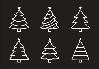 Obraz premium Vector Hand Drawn Christmas Trees Icon Set
