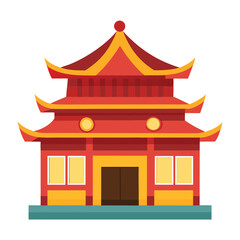 Asian house facade vector illustration isolated on a white background