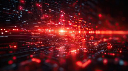 Obraz premium A red-themed futuristic technology background, illustrating the integration of modern digital aesthetics.