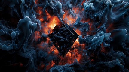 Fototapeta premium Futuristic diamond-shaped spaceship flying through a galaxy, surrounded by glowing digital patterns, sleek metallic surfaces, hyper-detailed,