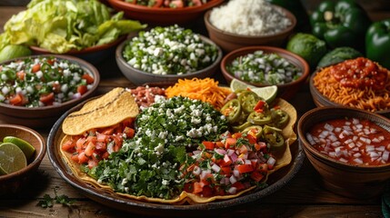A traditional Mexican feast with a variety of dishes.