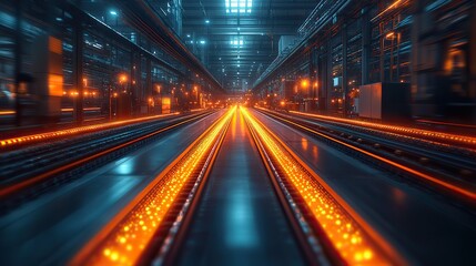 A smart industry concept featuring high-speed technology, captured in an abstract motion blur effect.