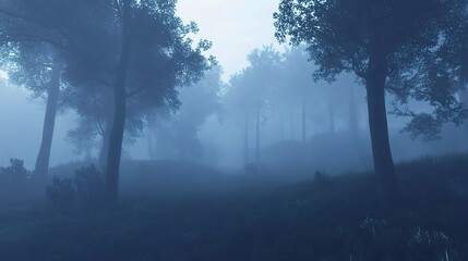 Misty Forest Landscape in Soft Light