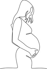 Pregnant woman one line art vector