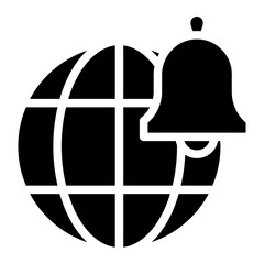 globe with bell notification icon