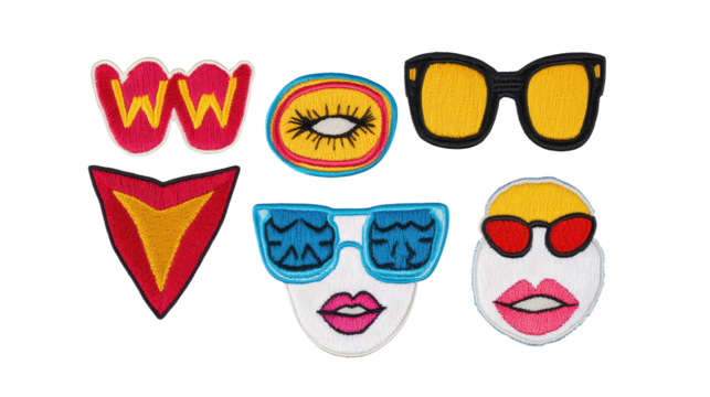 Stylish Sunglass Patches With Bold Colorful Designs" Generative AI