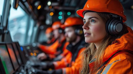 A team of engineers manages a control room at a mining site, emphasizing collaboration and operational efficiency.