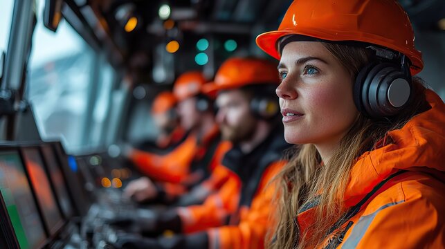 A team of engineers manages a control room at a mining site, emphasizing collaboration and operational efficiency.