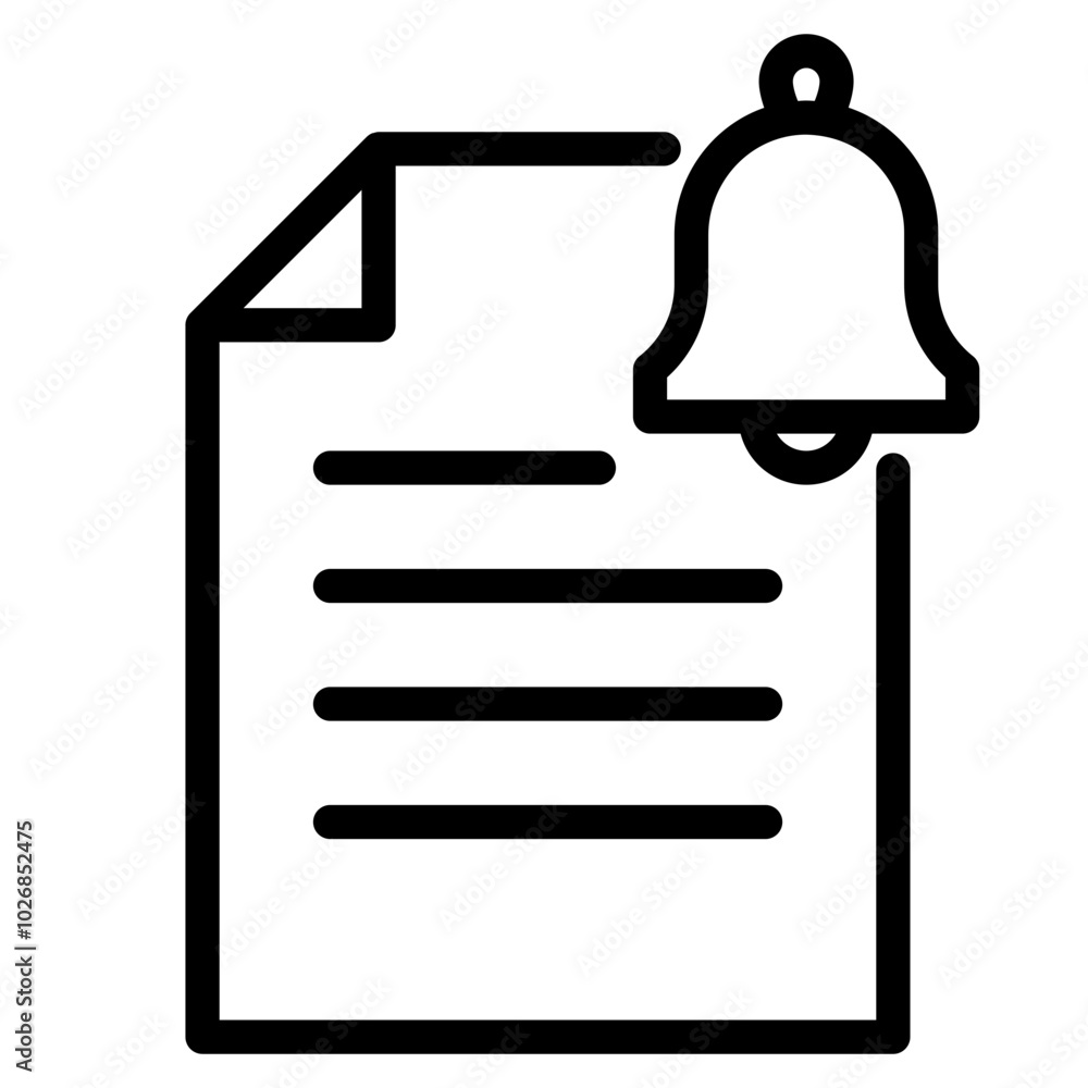 Sticker document with bell notification icon