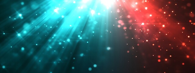 Naklejka premium Abstract background with blue and red light beams and bokeh.