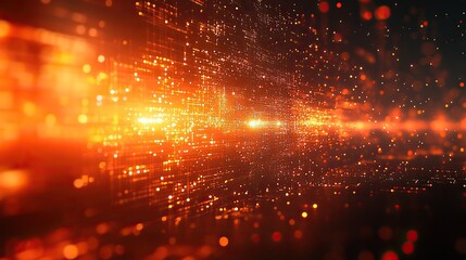 Obraz premium A vibrant abstract orange background with futuristic elements serves as a dynamic digital design for innovative technology projects.