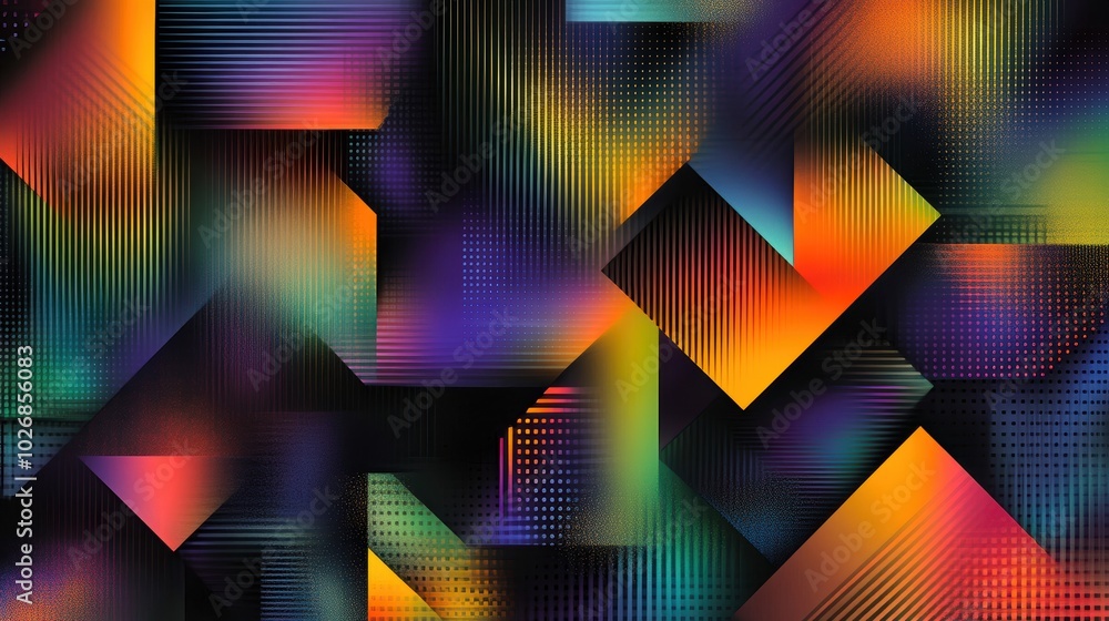 Aufkleber a vibrant array of colorful geometric patterns blending together, showcasing a dynamic interplay of 