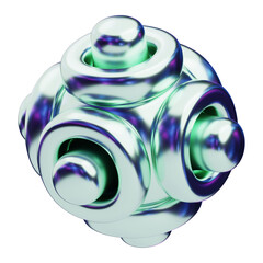 3D Chromatic Abstract Orb with Layered Circular Grooves. 3D Icon