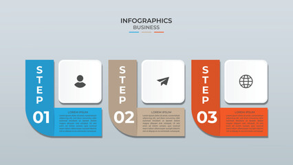 Business infographic template with 3 options or steps
