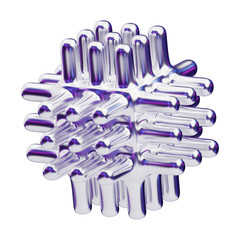 3D Chromatic Abstract Metallic Structure with Cylindrical Protrusions. 3D Icon