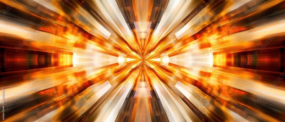 Poster vibrant light rays radiate outward, creating a dynamic and mesmerizing abstract design with warm ton