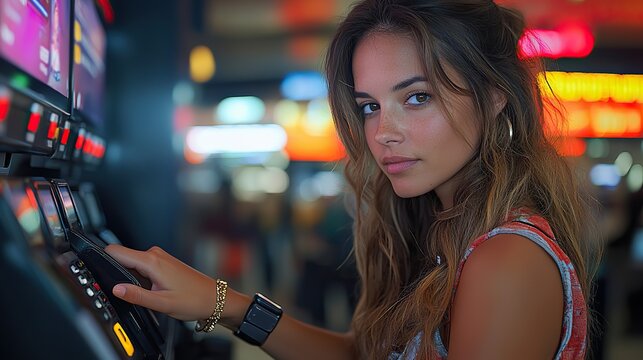 A woman uses a smartwatch for electronic payments, demonstrating the convenience and security of wearable technology in financial transactions.