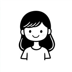 Obraz premium Little girl figurine, simple vector logo on white background, minimalist design, hand drawn lines, flat illustration, vector style, simple linear drawing