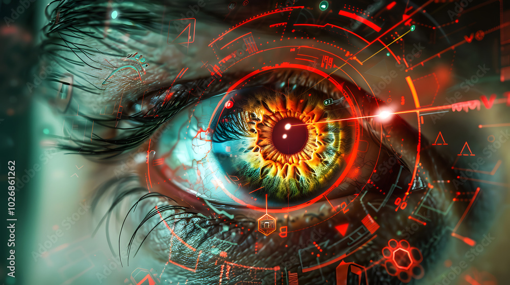 Poster biometric access control: a futuristic scanner verifying a person’s identity through their fingerpri