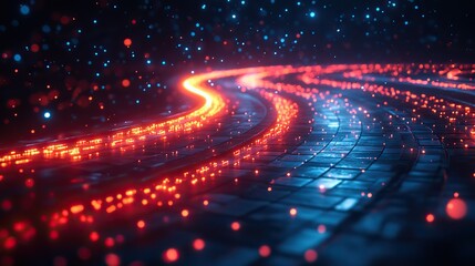 An abstract technology evolution concept is depicted with a high-speed curved light trail, emphasizing the fast-paced advancements in tech.