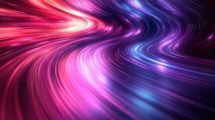 An abstract widescreen background featuring motion-blurred violet, blue, and ultraviolet colors, illustrating a futuristic light design in technology.