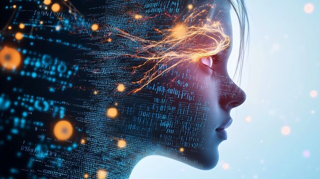 Surreal picture of binary code intertwining with vivid imagery, symbolizing the altered perception caused by artificial intelligence hallucinating.