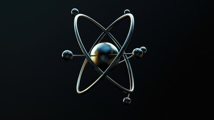 3d model of an atom with electrons orbiting the nucleus, symbolizing atomic structure and quantum physics