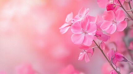 Obraz premium Delicate Pink Flowers in Soft Blurred Background