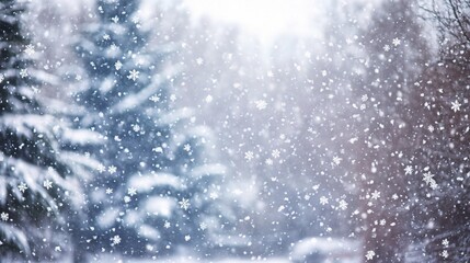 Obraz premium Snow Falling in Winter Landscape