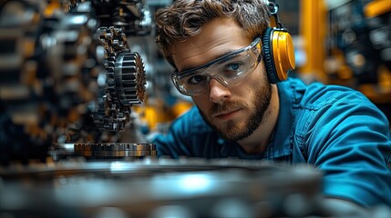 An engineer builds a robotic arm, advancing automation and precision technology in industrial applications.