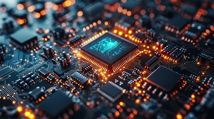 Obraz premium An illustration combining microchips and stock market charts, depicting technological business investments.