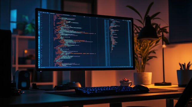 A computer setup with code on the screen, representing learning python for data engineering. main objects