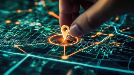 A detailed map displaying a specific location marked with two vibrant pins, symbolizing the starting and destination poin