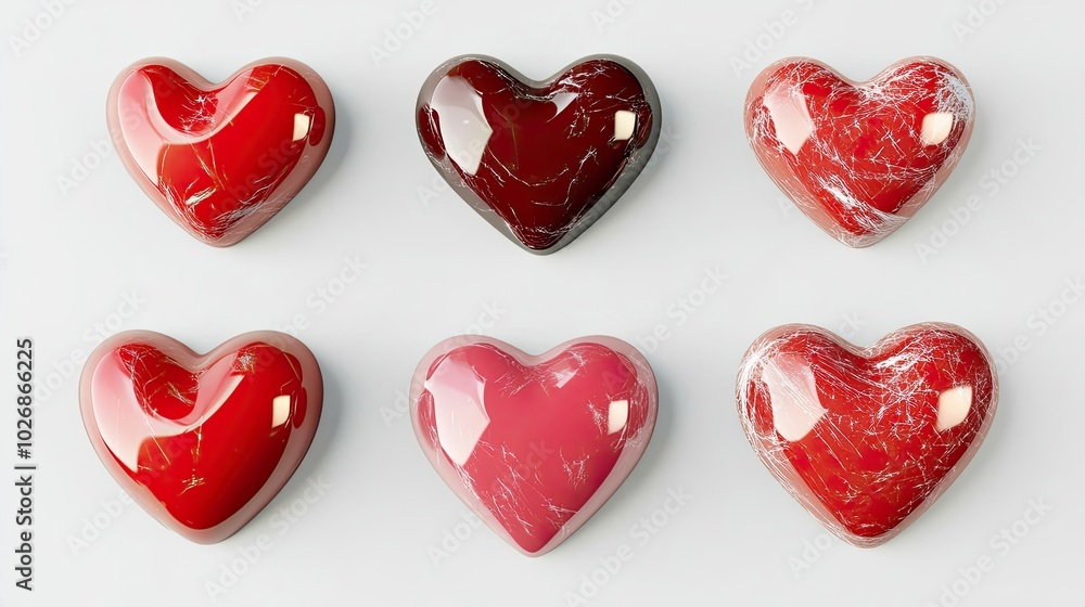 Poster colorful decorative heart shapes arranged in a neat pattern generative ai