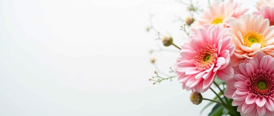 Bouquet of beautiful autumn flowers top view. Thanksgiving, Halloween, Harvest Festival. Flat lay. Background with copy space. Banner. Birthday, Wedding, Grandparents' Day, Veterans Day