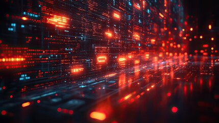 Obraz premium Conceptual image of information technology with symbols and ample copy space, ideal for technology-themed presentations.