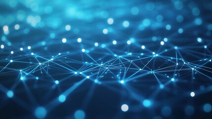 Obraz premium Abstract Blue Network with Glowing Elements