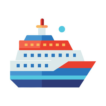 recommend clip art: Ship cruise flat-style vector illustration isolated on a white background