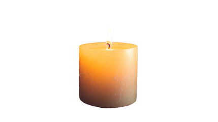 Single lit candle with a soft glowing flame