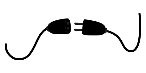 Electric Plug & Socket Vector Set With Wire. Isolated On Transparent Background.