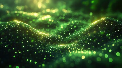 Green technology and organic motion merge in a futuristic background, representing the seamless integration of ecology with digital advancements.