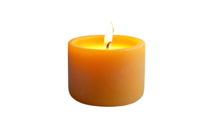 Simple candle with a warm flickering flame - A single