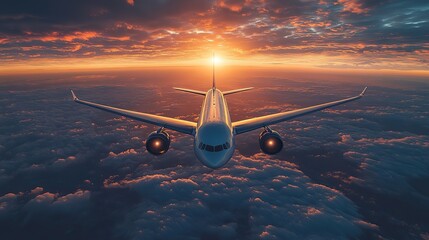 Image of a passenger plane in the sky, utilizing advanced technology for modern aviation and communication.