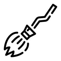 This minimalist graphic features a broom designed in a clean line art style, perfect for cleaning-related themes.