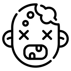 A stylized illustration depicting a frustrated face with exaggerated features, showcasing emotion and expression in a quirky design.