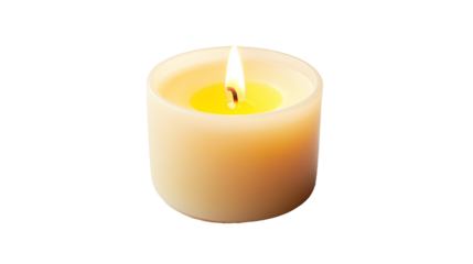 Lit candle with a gentle, glowing flame in the center